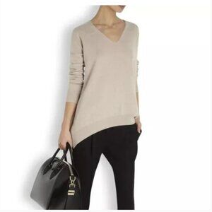The Row | 100% Cashmere Mio Oversized V Neck Beige A-line Shape Sweater